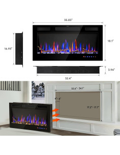 Chimenea Eléctrica AckMizz 36" con Control Remoto y Pantalla Táctil 2