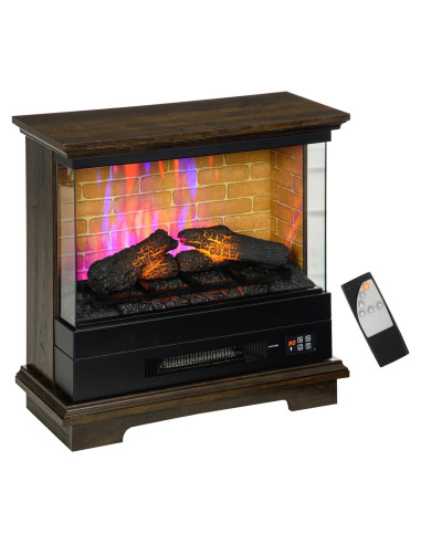 Chimenea Eléctrica HOMCOM 1400W con Control Remoto y Llama 3D