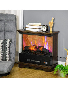 Chimenea Eléctrica HOMCOM 1400W con Control Remoto y Llama 3D 2