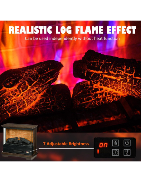 Chimenea Eléctrica HOMCOM 1400W con Control Remoto y Llama 3D