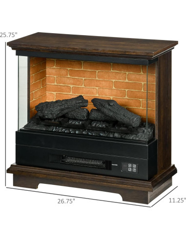 Chimenea Eléctrica HOMCOM 1400W con Control Remoto y Llama 3D