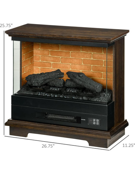 Chimenea Eléctrica HOMCOM 1400W con Control Remoto y Llama 3D