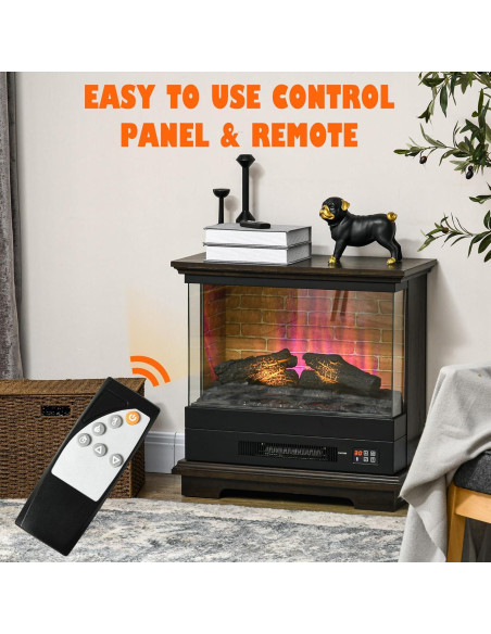 Chimenea Eléctrica HOMCOM 1400W con Control Remoto y Llama 3D