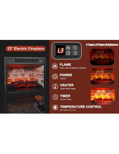 Chimenea Eléctrica BOSHIRO 58 cm Ladrillos Rojos Control Remoto 2