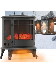 Estufa Eléctrica Magshion SF-1818U 1400W Chimenea Negra 2