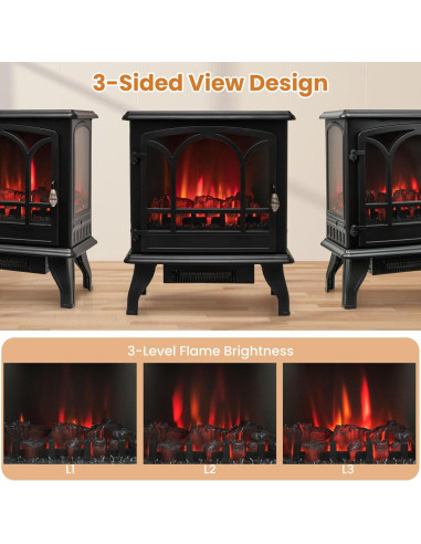 Estufa Eléctrica de Chimenea COSTWAY 1400W con Control Remoto