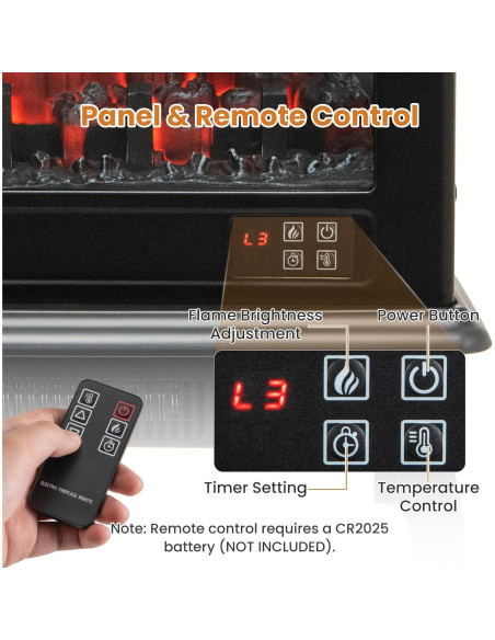 Estufa Eléctrica de Chimenea COSTWAY 1400W con Control Remoto