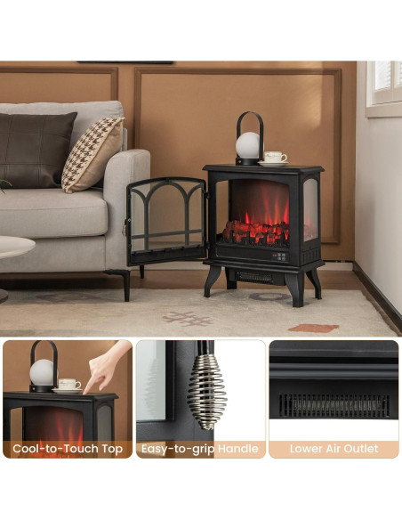 Estufa Eléctrica de Chimenea COSTWAY 1400W con Control Remoto