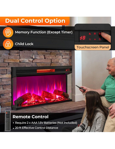 Chimenea Eléctrica SIMOE 91.4 cm 3 Lados Control Remoto