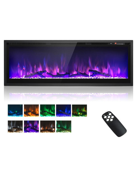 Chimenea Eléctrica ORALNER 127 cm, 9 Colores de Llama