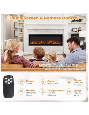 Chimenea Eléctrica ORALNER 127 cm, 9 Colores de Llama