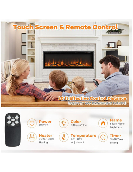 Chimenea Eléctrica ORALNER 127 cm, 9 Colores de Llama