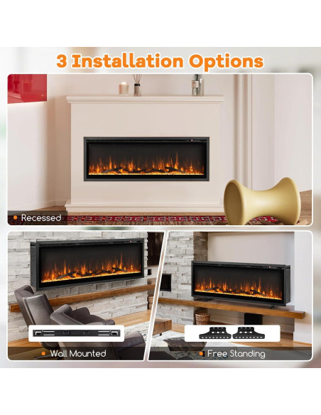 Chimenea Eléctrica ORALNER 127 cm, 9 Colores de Llama