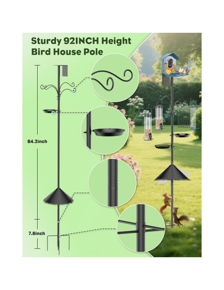 Poste para Comederos de Aves JarryStart 234 cm con Baffle