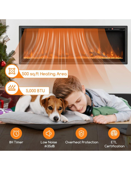 Chimenea Eléctrica ORALNER 127 cm, 9 Colores de Llama