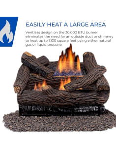 Conjunto de troncos Duluth Forge 18" gas sin ventilación 30000 BTU 2