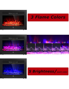 Chimenea Eléctrica GLACER 750/1500W Montada Pared 2 Niveles 2