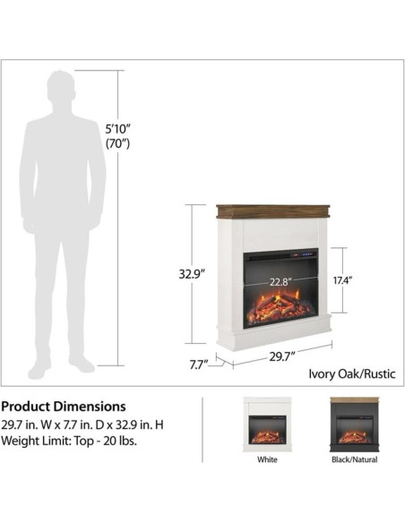 Chimenea Eléctrica Pemberly Row con Mueble y Control Táctil