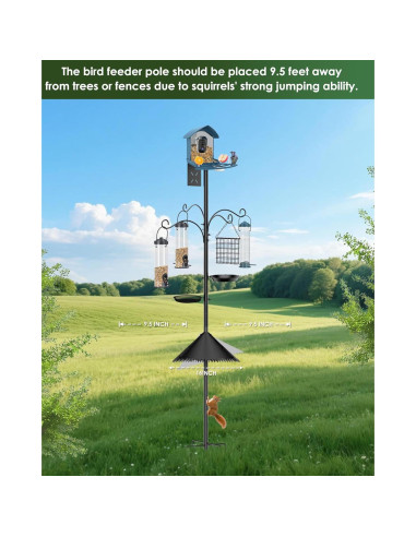 Poste para Comederos de Aves JarryStart 234 cm con Baffle