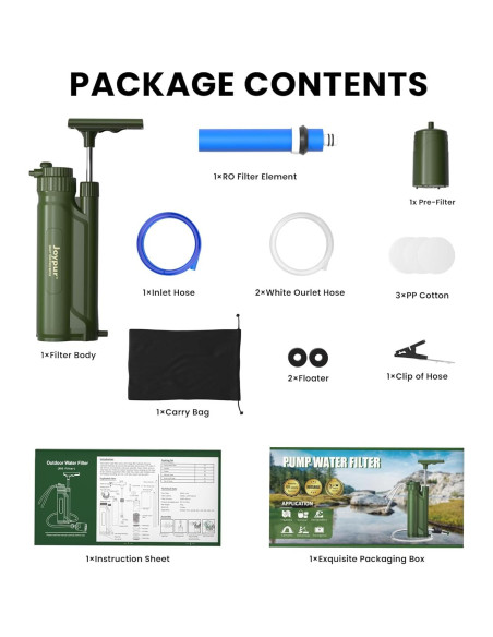Bomba de Filtro de Agua Portátil Joypur K8190, 3 Etapas de Filtrado