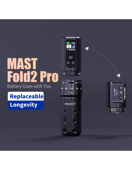 Kit de Tatuaje Inalámbrico MAST Fold2 Pro con 2 Baterías