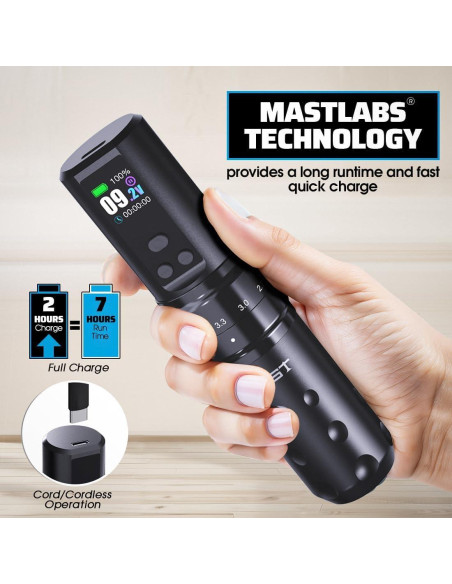 Kit de Tatuaje Inalámbrico MAST Fold2 Pro con 2 Baterías