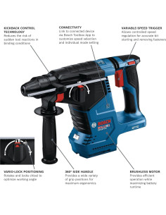 Martillo Rotativo Sin Escobillas BOSCH GBH18V 18V 2.4J + Kit Brocas 2