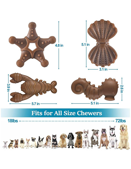 Juguetes para perros PETSTA indestructibles - Pack de 4