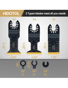 10 Cuchillas de Sierra Oscilante Titanio HIDOTOL 3 Tamaños 2