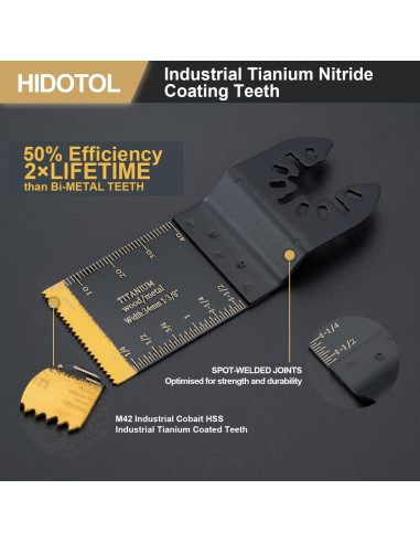10 Cuchillas de Sierra Oscilante Titanio HIDOTOL 3 Tamaños