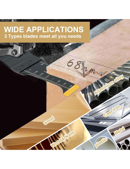 10 Cuchillas de Sierra Oscilante Titanio HIDOTOL 3 Tamaños