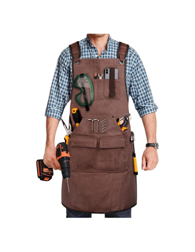 Delantal de Carpintería UUP Marrón 96.5x71.1cm 9 Bolsillos