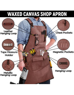 Delantal de Carpintería UUP Marrón 96.5x71.1cm 9 Bolsillos 2
