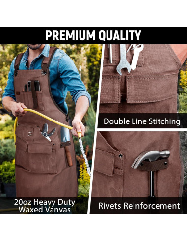 Delantal de Carpintería UUP Marrón 96.5x71.1cm 9 Bolsillos