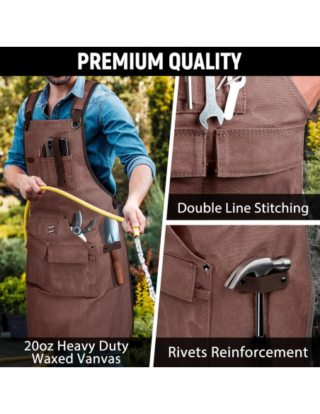 Delantal de Carpintería UUP Marrón 96.5x71.1cm 9 Bolsillos