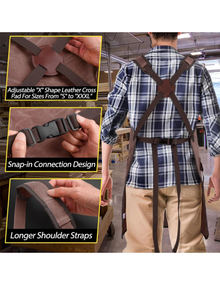 Delantal de Carpintería UUP Marrón 96.5x71.1cm 9 Bolsillos