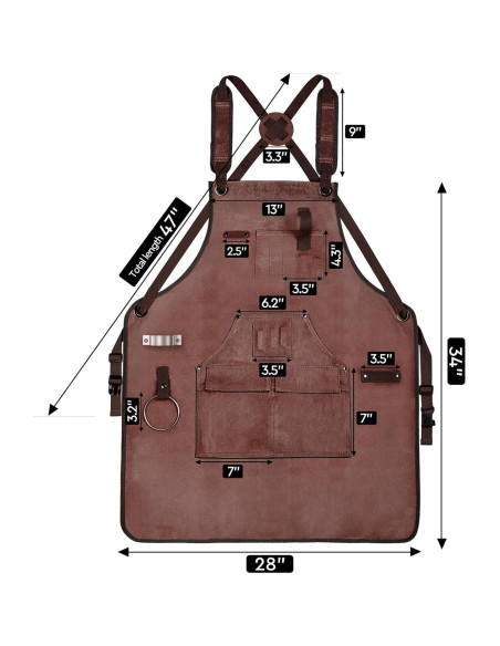 Delantal de Carpintería UUP Marrón 96.5x71.1cm 9 Bolsillos