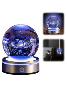Esfera de Cristal 3D Sistema Solar 8cm Mumisuto Luz LED