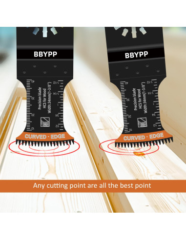 6 Hojas de Sierra Oscilante Curvadas BBYPP 6.99 cm para Madera y Plástico