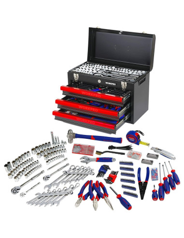 WORKPRO Kit de Herramientas 408 Piezas + Pinzas 5 Piezas