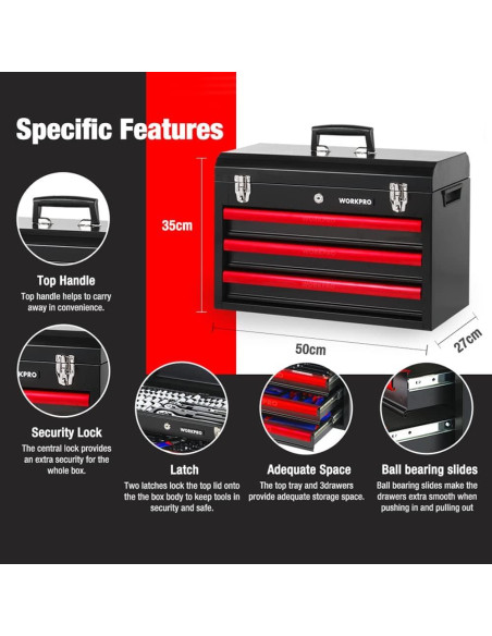 WORKPRO Kit de Herramientas 408 Piezas + Pinzas 5 Piezas