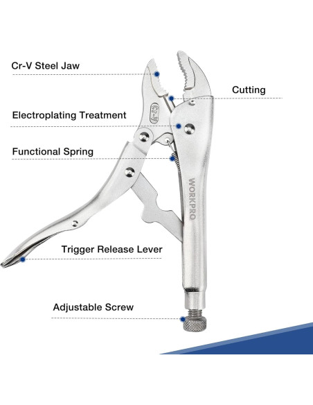 WORKPRO Kit de Herramientas 408 Piezas + Pinzas 5 Piezas