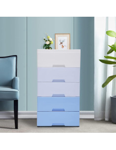 Cómoda de 5 Cajones WPORDE Azul Degradado con Ruedas 2