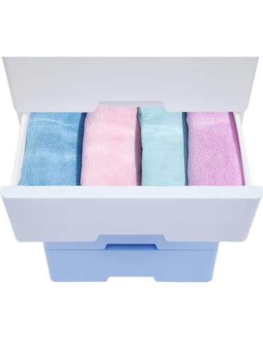 Cómoda de 5 Cajones WPORDE Azul Degradado con Ruedas