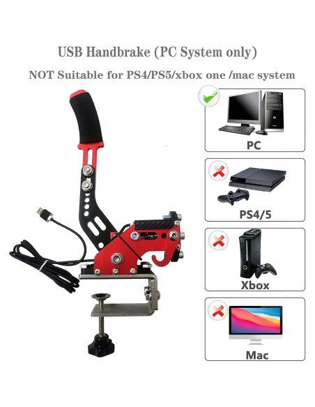 Freno de Mano USB Guil Vim Rojo para PC - Simulador de Carreras