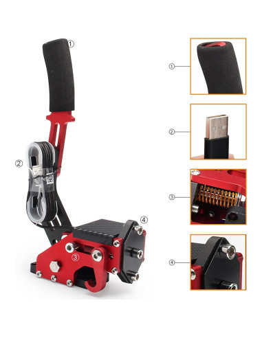 Freno de Mano USB Guil Vim Rojo para PC - Simulador de Carreras