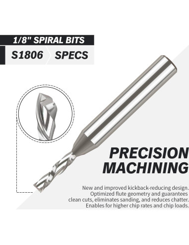Fresa CNC Espiral Inversa ZahyoX 3.175 mm Carburo Sólido
