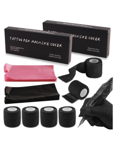Cubiertas para bolígrafos de tatuaje Rayyl 400pcs + 6 cintas