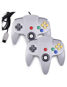 Controlador Clásico N64 KIWITATA 2 Pack Gris con Cable