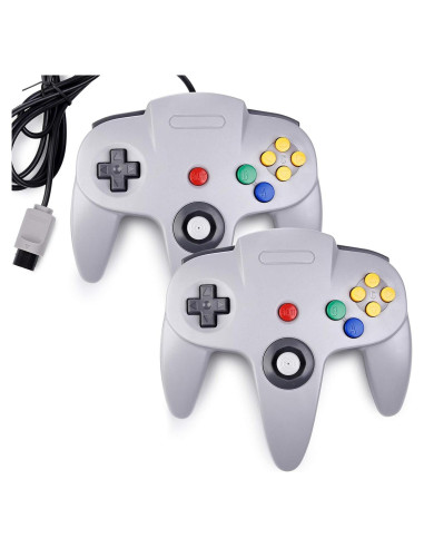 Controlador Clásico N64 KIWITATA 2 Pack Gris con Cable